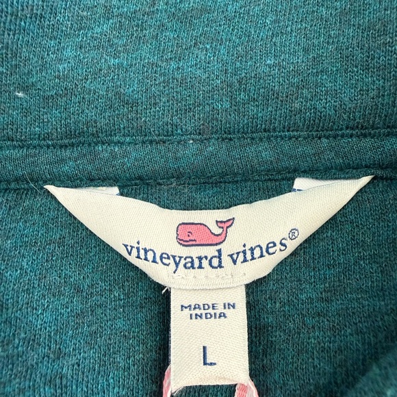Vineyard Vines Brushed Terry Quarter-Zip Pullover - Teal Green - Picture 3 of 3